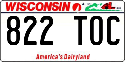 WI license plate 822TOC