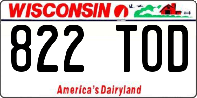 WI license plate 822TOD