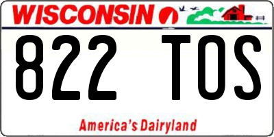 WI license plate 822TOS