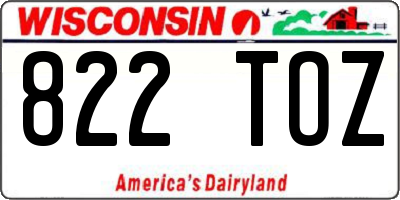 WI license plate 822TOZ