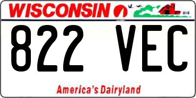 WI license plate 822VEC