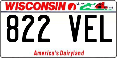 WI license plate 822VEL
