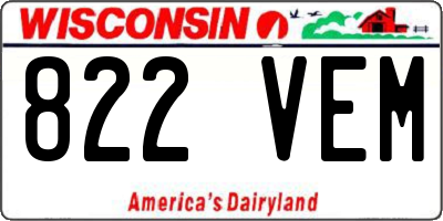 WI license plate 822VEM
