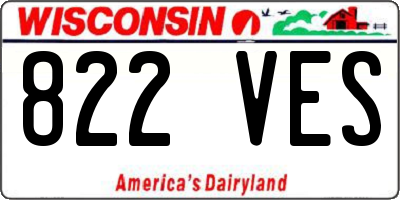 WI license plate 822VES