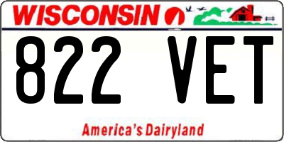 WI license plate 822VET