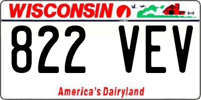 WI license plate 822VEV