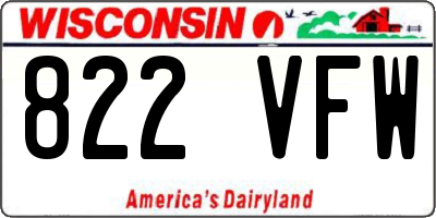 WI license plate 822VFW