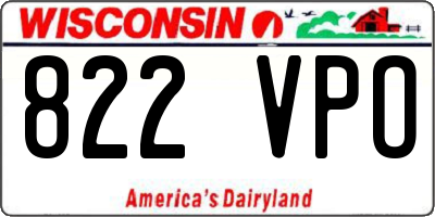 WI license plate 822VPO