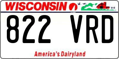 WI license plate 822VRD