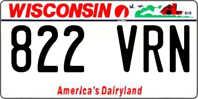 WI license plate 822VRN