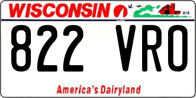WI license plate 822VRO