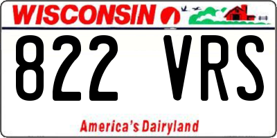 WI license plate 822VRS