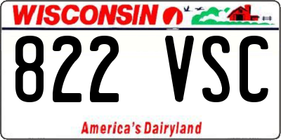 WI license plate 822VSC