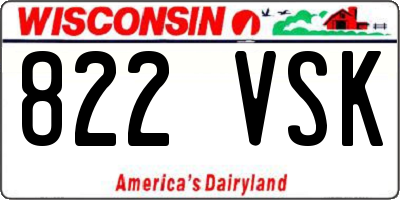 WI license plate 822VSK