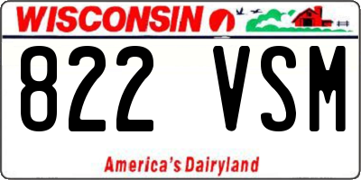 WI license plate 822VSM