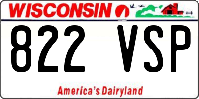WI license plate 822VSP