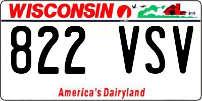 WI license plate 822VSV