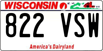 WI license plate 822VSW