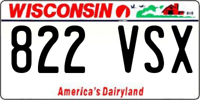 WI license plate 822VSX