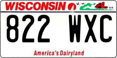 WI license plate 822WXC