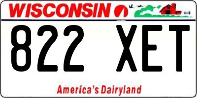 WI license plate 822XET