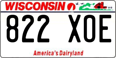 WI license plate 822XOE