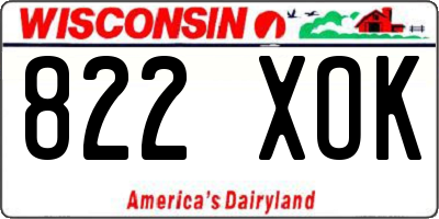 WI license plate 822XOK
