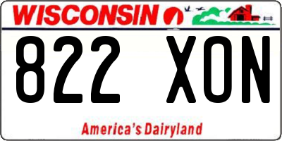 WI license plate 822XON