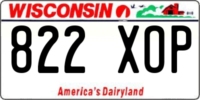 WI license plate 822XOP