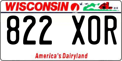 WI license plate 822XOR