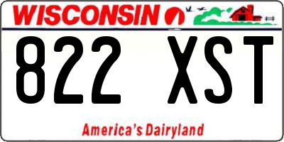 WI license plate 822XST