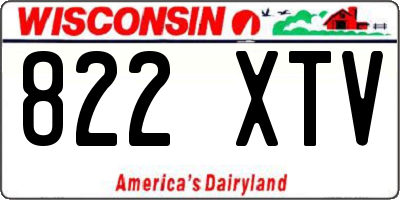 WI license plate 822XTV
