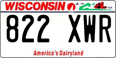 WI license plate 822XWR