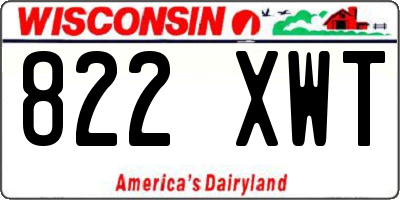WI license plate 822XWT