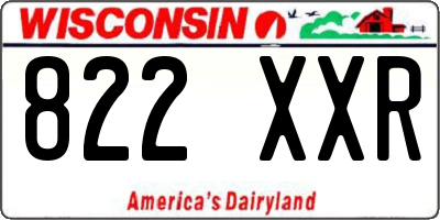 WI license plate 822XXR