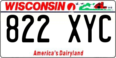 WI license plate 822XYC
