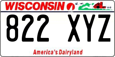 WI license plate 822XYZ