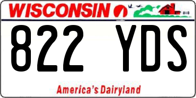 WI license plate 822YDS