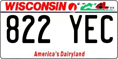WI license plate 822YEC