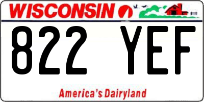 WI license plate 822YEF