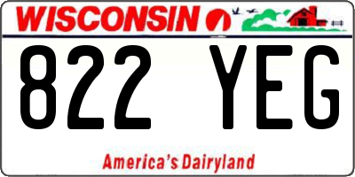 WI license plate 822YEG