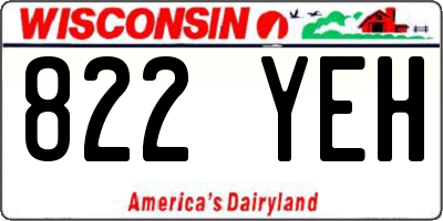 WI license plate 822YEH
