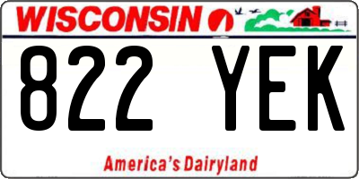 WI license plate 822YEK