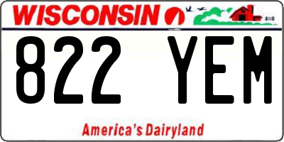 WI license plate 822YEM
