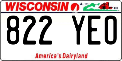 WI license plate 822YEO