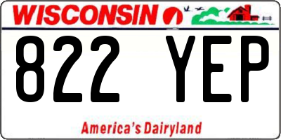 WI license plate 822YEP