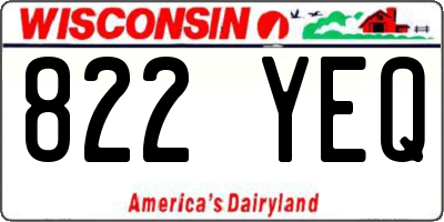 WI license plate 822YEQ