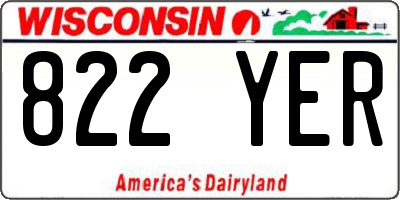 WI license plate 822YER