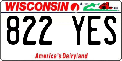 WI license plate 822YES
