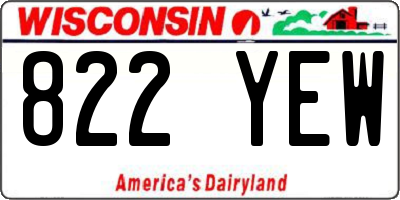 WI license plate 822YEW